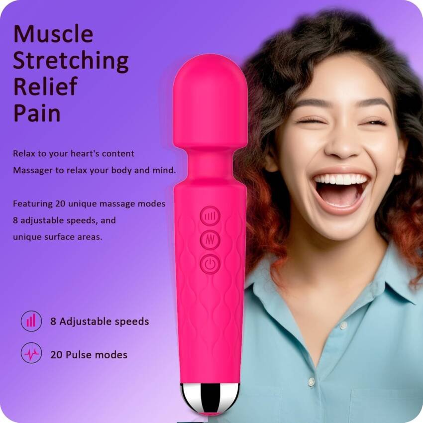 Vibrator Wand,Adult Sex Toy Wand, G Spot Dildo, Clit Vibrator, Sex Vibrators,Clitoris Stimulation,with 8 Speeds & 20 Patterns, Quiet,Fully Waterproof,Vibrating Wand for her Pleasure (Rose Red) - Image 2