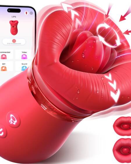 Vibrator Adult Sex Toys for Women -  5IN1 Mouth Sucking Vibrator Rose Sex Toy, 10 Tongue Licking, 3 Auto & 1 Manual Sucking Adult Toys New APP, Anal Clit Nipple Vibrators Female Couples Sex Toys